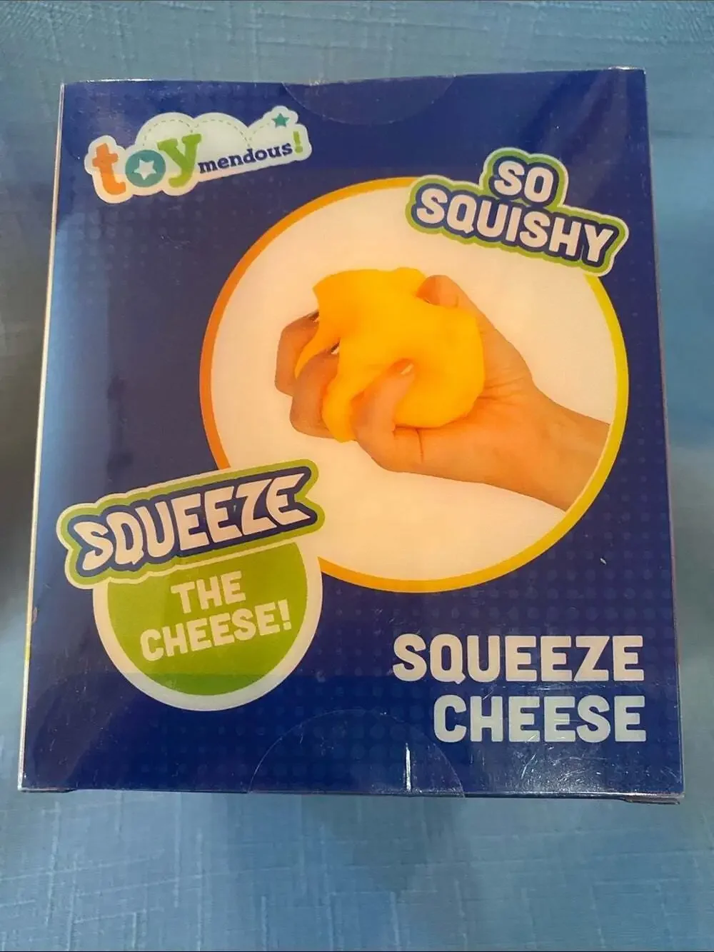Toymendous Squeeze Cheese Squishy Toy Yellow Sensory Fidget